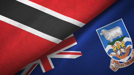 Trinidad and Tobago and Falkland Islands two flags textile cloth, fabric texture