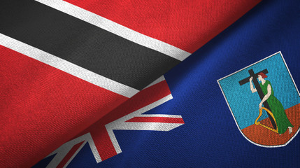 Trinidad and Tobago and Montserrat two flags textile cloth, fabric texture