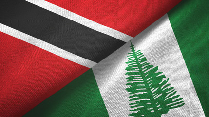 Trinidad and Tobago and Norfolk Island two flags textile cloth, fabric texture