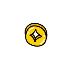 chinese coin doodle icon, vector illustration