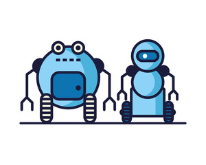 couple of robots technology icons