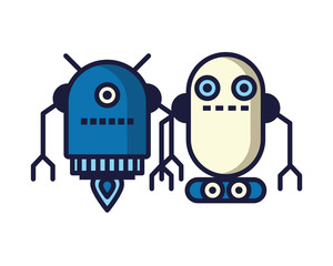 Obraz na płótnie Canvas couple of robots technology icons