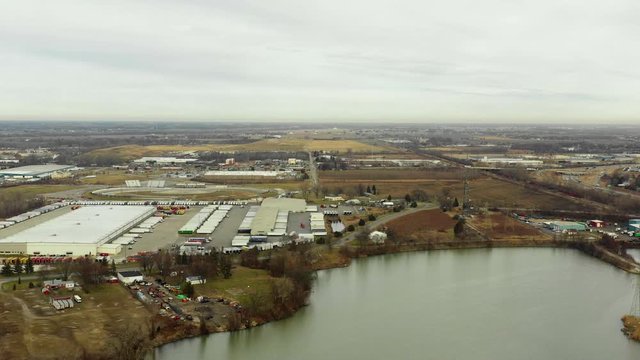 Industrial district Toledo Ohio shot with aerial drone 4k