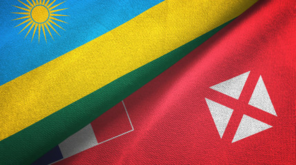 Rwanda and Wallis and Futuna two flags textile cloth, fabric texture