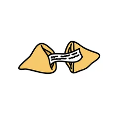 Türaufkleber chinese fortune cookie doodle icon, vector illustration © chernous