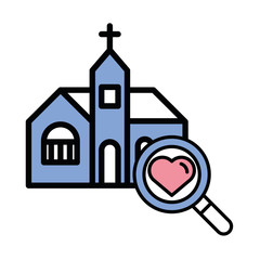 happy valentines day heart with church
