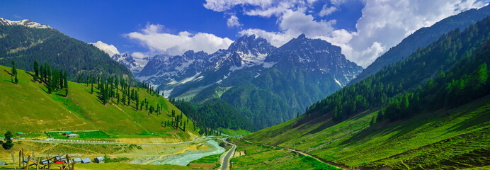 Beautiful landscape view of Sonamarg in Thajiwas park in Jammu and Kashmir, India