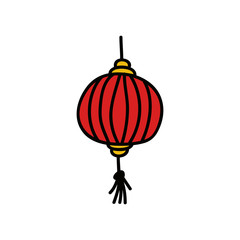 chinese lantern doodle icon, vector illustration