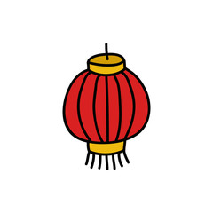 chinese lantern doodle icon, vector illustration