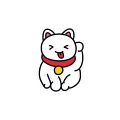maneki neko doodle icon, vector illustration