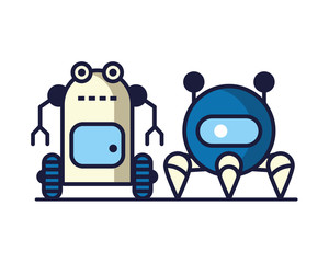 couple of robots technology icons