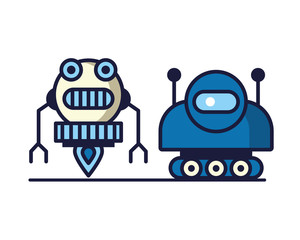 couple of robots technology icons