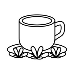 coffee in ceramic cup drink with leafs