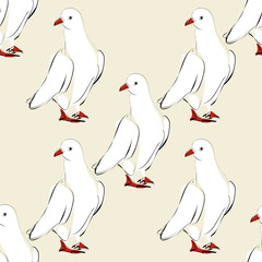 seamless pattern with white dove