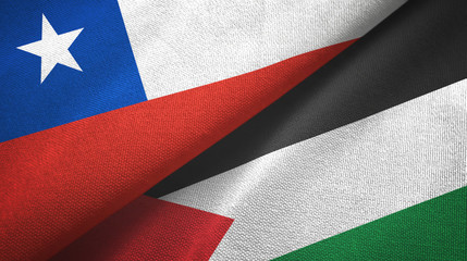 Chile and Palestine two flags textile cloth, fabric texture