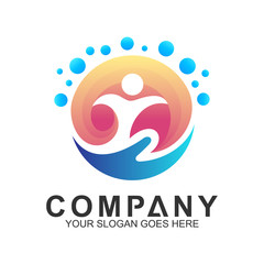 Smart Kids Logo,Care Logo,Brain With Kid Silhouette Inside Vector Logo