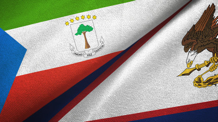 Equatorial Guinea and American Samoa two flags textile cloth, fabric texture