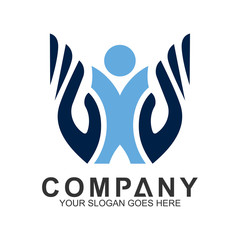 People Care Logo,Kid In Hand Shape, We Care Logo,Family Logo