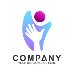 People Care Logo,Kid In Hand Shape, We Care Logo,Family Logo