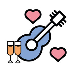 happy valentines day guitar with hearts