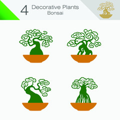 Several variations of Bonsai, vector illustration for your business