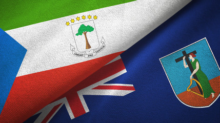 Equatorial Guinea and Montserrat two flags textile cloth, fabric texture