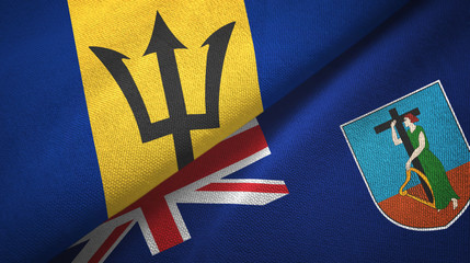 Barbados and Montserrat two flags textile cloth, fabric texture