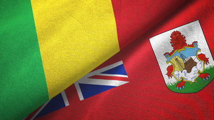 Fototapeta premium Mali and Bermuda two flags textile cloth, fabric texture