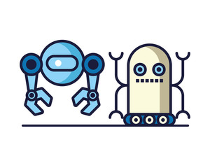 couple of robots technology icons
