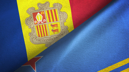 Andorra and Aruba two flags textile cloth, fabric texture