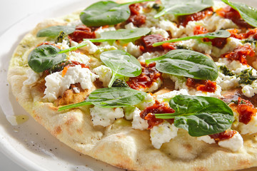 Traditional Italian Fucaccia or Focaccia Side View Isolated