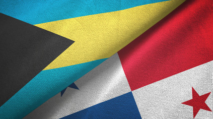 Bahamas and Panama two flags textile cloth, fabric texture