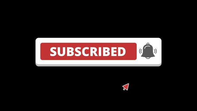 Mouse clicking a subscribe button and bell notification with black background