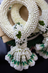 White handmade Jasmine garland for mother's day. Thai traditional.