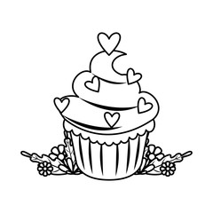 delicious sweet cupcake with hearts