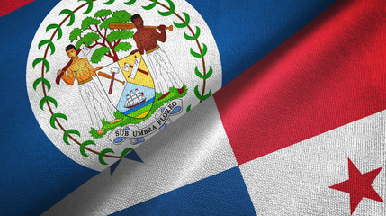 Belize and Panama two flags textile cloth, fabric texture