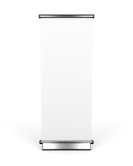Roll up banner isolated on white, 3D rendering
