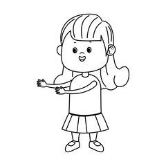 cartoon girl standing icon, flat design