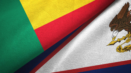 Benin and American Samoa two flags textile cloth, fabric texture