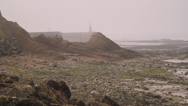 WATCHET, SOMERSET, UNITED KINGDOM, December 30, 2019: Very beautiful Watchet beach in the Jurassic coast of Somerset. 