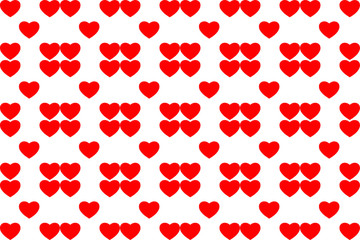 Fototapeta na wymiar Seamless pattern image of red hearts on white background.