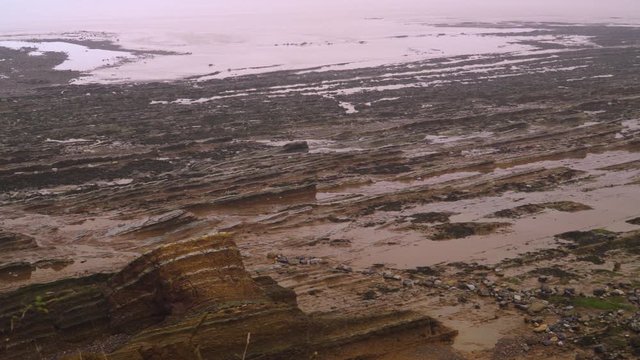 WATCHET, SOMERSET, UNITED KINGDOM, December 30, 2019: Very beautiful Watchet beach in the Jurassic coast of Somerset. 