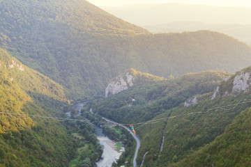 The man has lost balance.