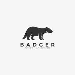 Vector Logo Illustration Badger Wildly Silhouette