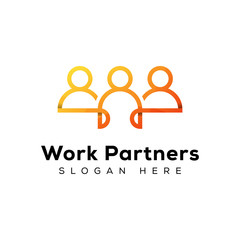 modern line people busines work partner logo design