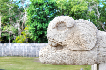 Ancient Mayan Serpent Scultpure at Chichen Itza, Mexico