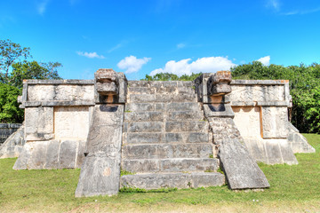 Fototapeta na wymiar Platform of Eagles and Jaguars at Chichen Itza in the Yucatan Peninsula of Mexico