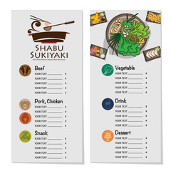 menu shabu sukiyaki restaurant template design graphic objects 