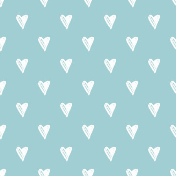 Heart seamless pattern with hand drawn elements. Repeated design great for Valentines Day, Birthday Wrapping, Scrapbooking Paper and Wedding Banner. Vector