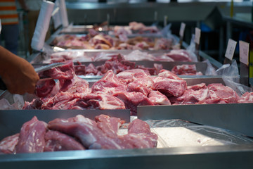 Food market sell variety of fresh meat.